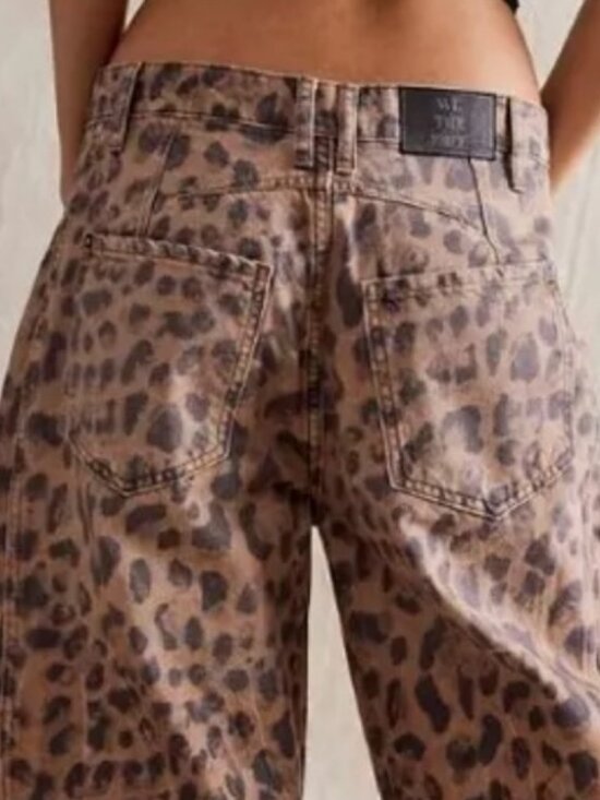 29 LONG We The Free People Good Luck Printed Barrel Jeans Cheetah Leopard Animal - Picture 12 of 13